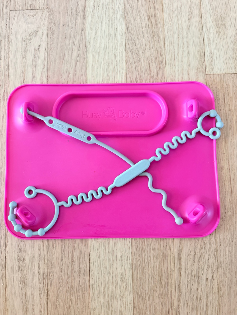 Busy Baby Silicone Suction Placemat with Tethers – Pink